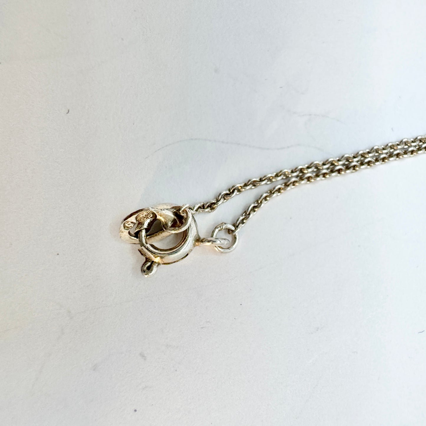 Sweden ca 1930. Vintage Art Deco Solid Silver Blue Paste Pendant Necklace.