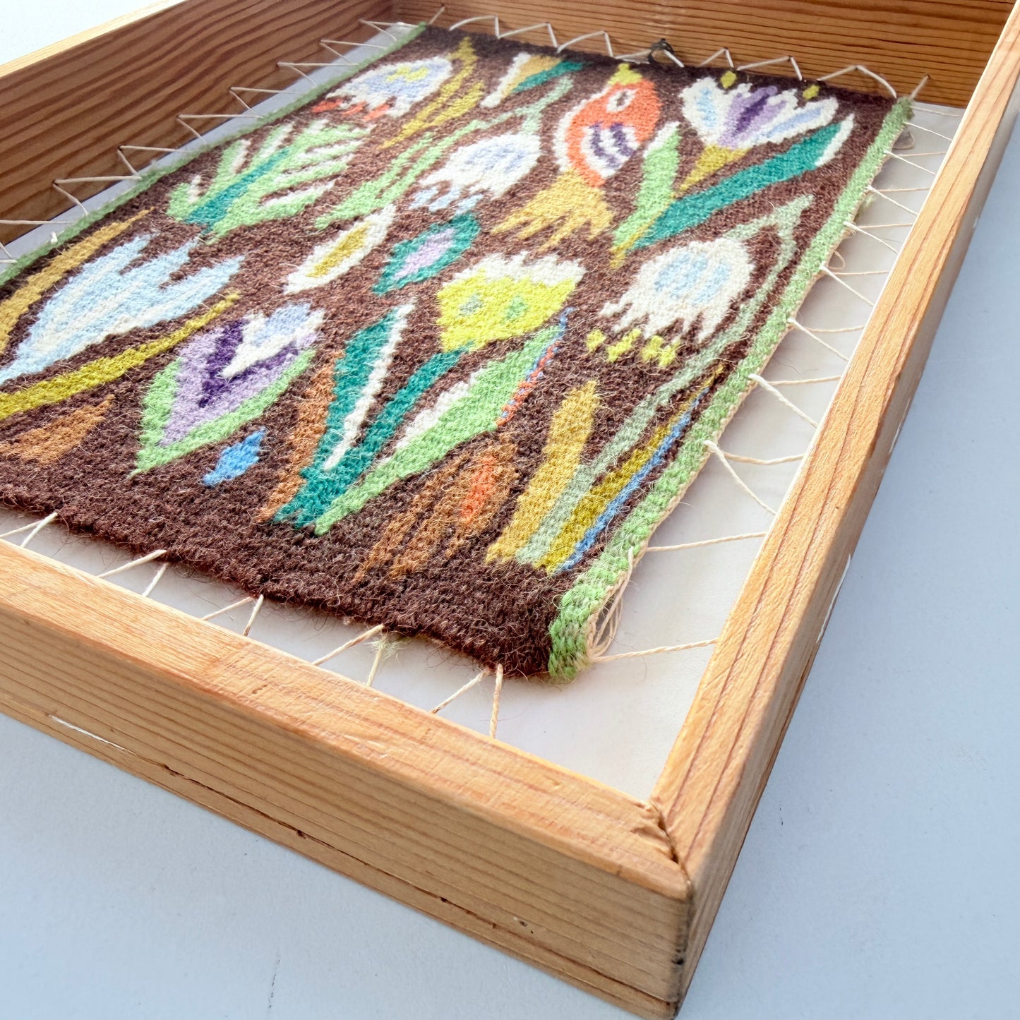 Sweden. Vintage Flemish Handwoven Wallhanging. Flowers.