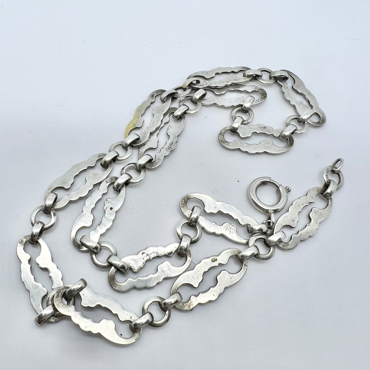 Antique Victorian Sautoir Necklace. Silver-plated. Probably France.