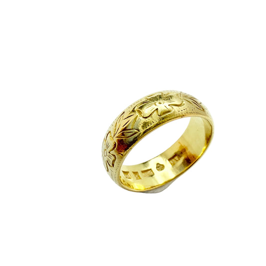 Anna A Mård, Sweden 1897. Antique Creamy 20k Gold Wedding Band Ring.