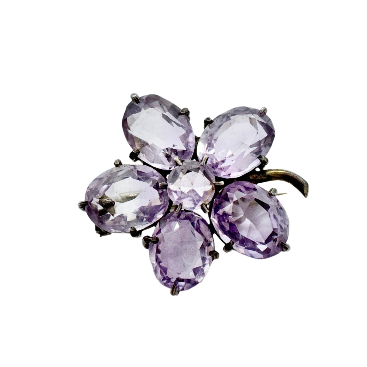 Antique early 1900s. Pale Amethyst Solid Silver Brooch.