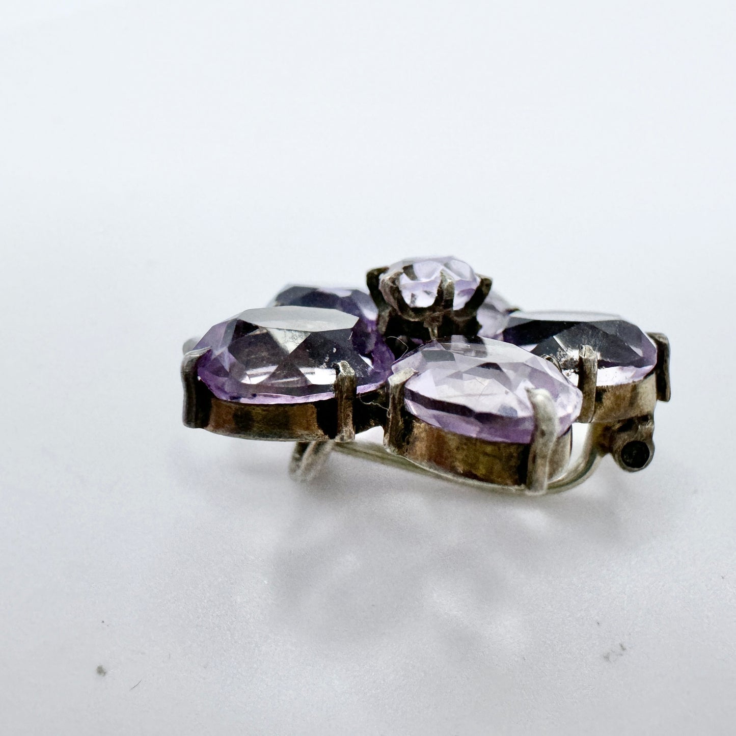 Antique early 1900s. Pale Amethyst Solid Silver Brooch.