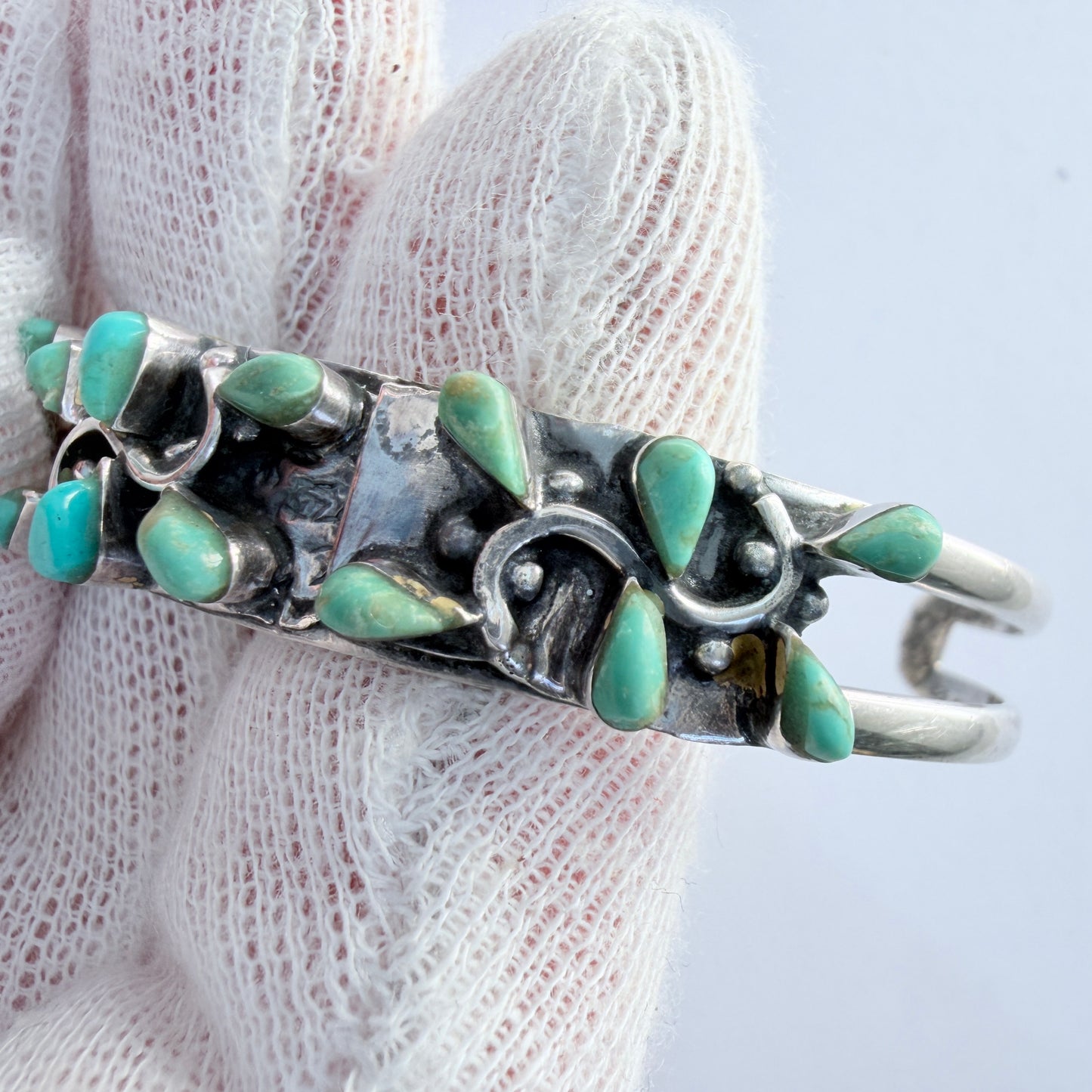 Mexico. Vintage Sterling Silver Turquoise Bracelet.