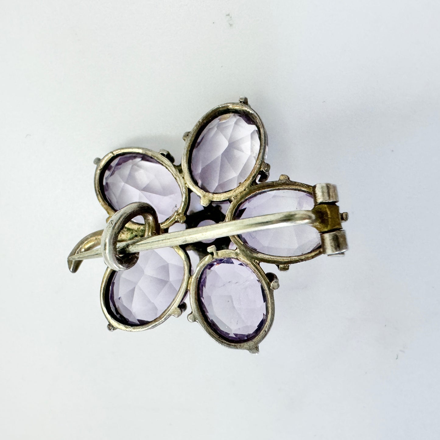 Antique early 1900s. Pale Amethyst Solid Silver Brooch.