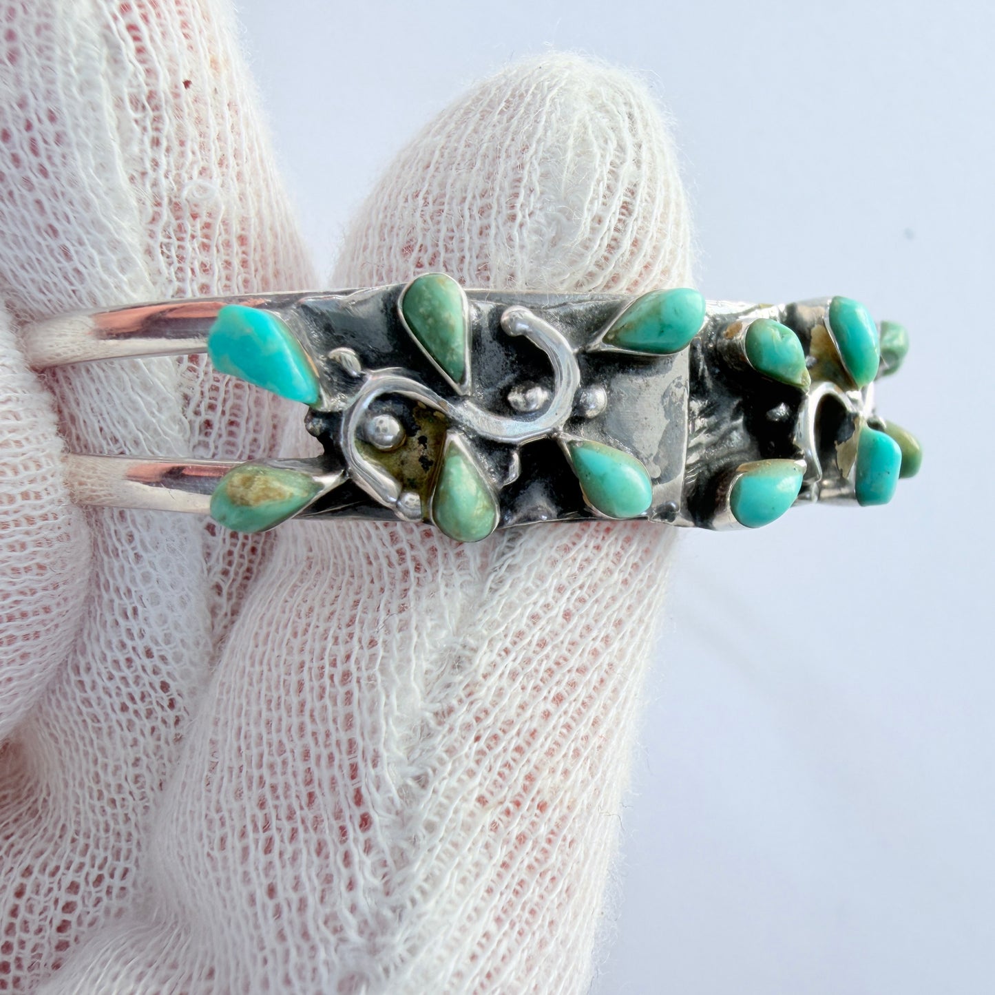Mexico. Vintage Sterling Silver Turquoise Bracelet.