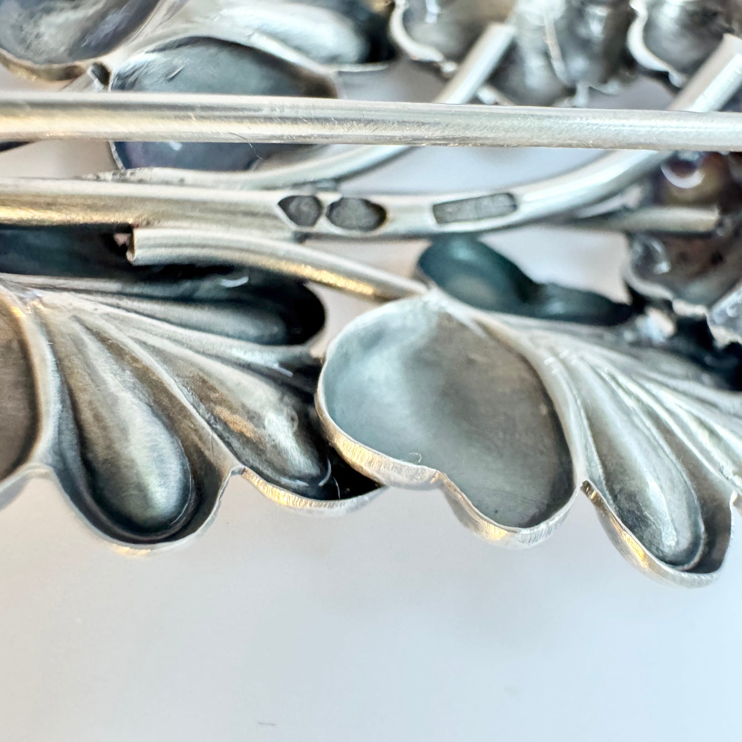 G Dahlgren, Sweden 1940s. Vintage Solid Silver Flower Bouquet Brooch.