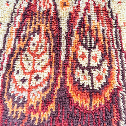 Aappo Härkönen, Finland c 1960s. Vintage Rya Wall Hanging Tapestry. Colors of Lapland in Autumn.