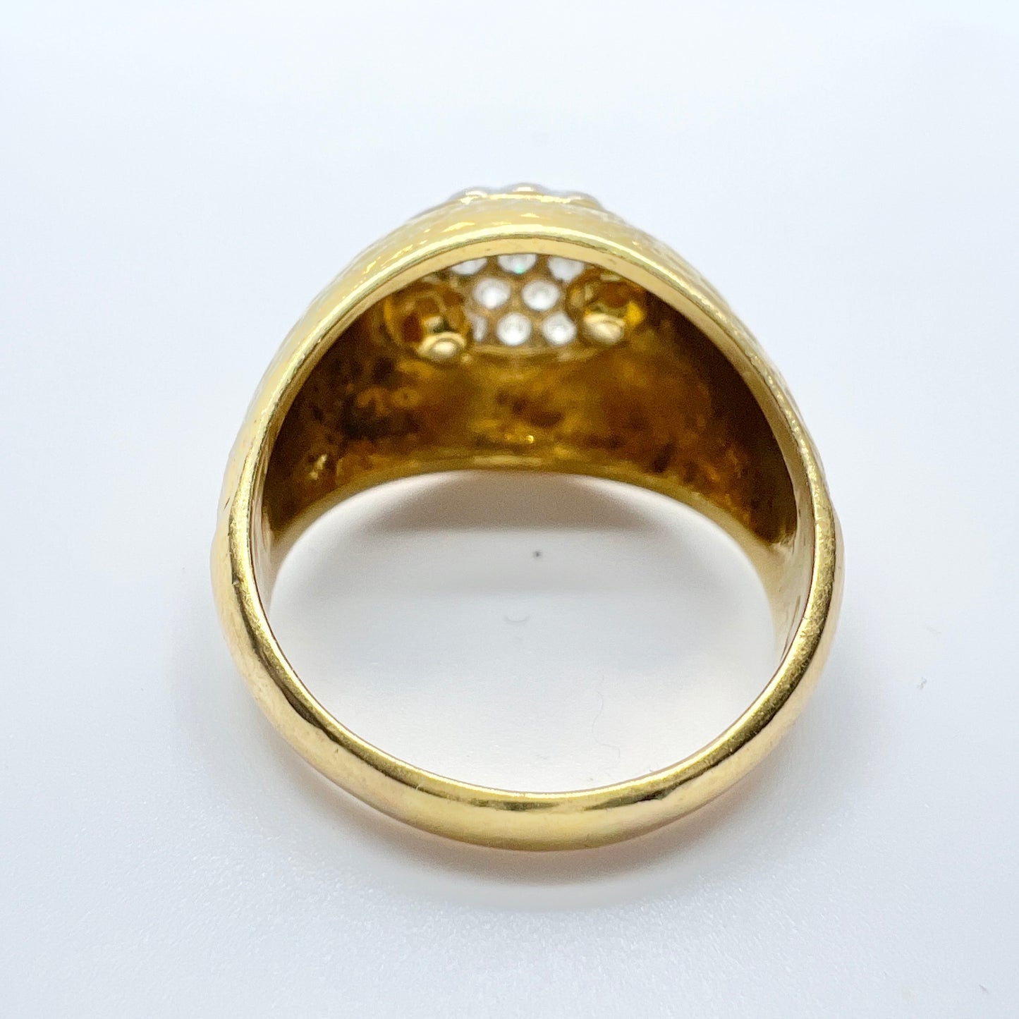 Italy 1960s Vintage 18k Gold Diamond Cluster Dome Ring. 10.1gram.