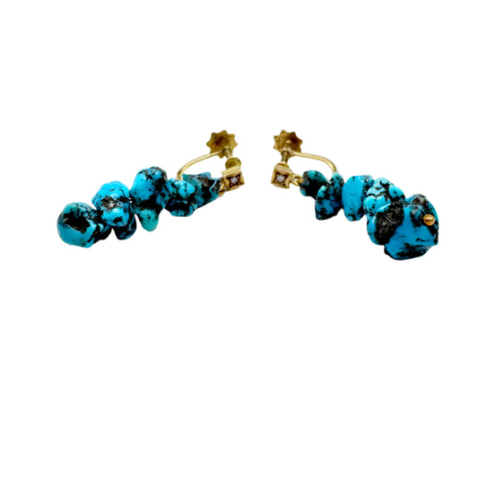 Röijersten & Cederwall, Sweden 1954. Vintage 18k Gold Diamond Turquoise Earrings.