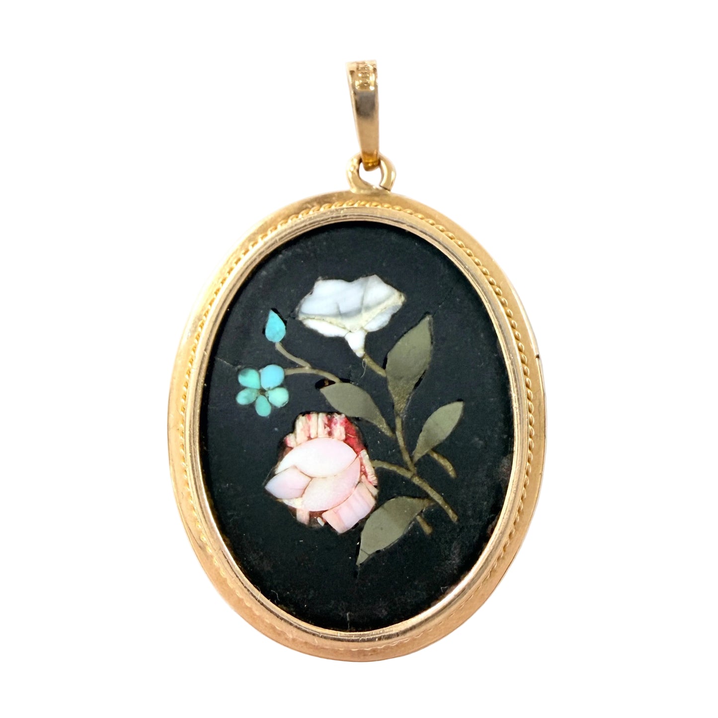 Sweden / Italy 1914. Antique 18k Gold Pietra Dura Grand Tour Pendant.