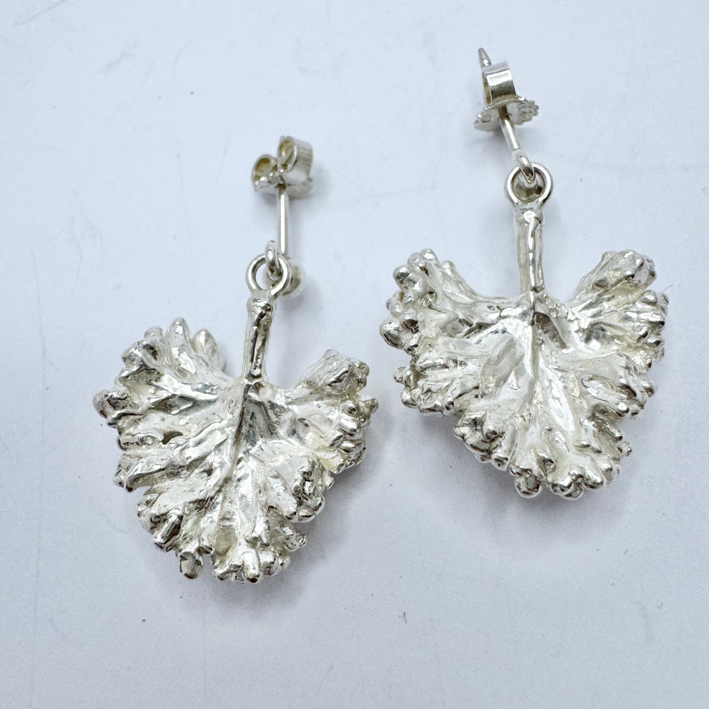 Peter von Post, Sweden 1970s. Vintage Sterling Silver Parsley Earrings.