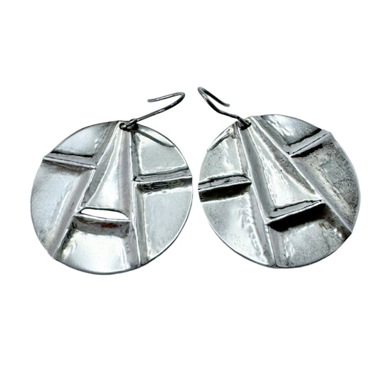 Anders Ericson, Sweden 1990. Large Vintage Sterling Silver Earrings.