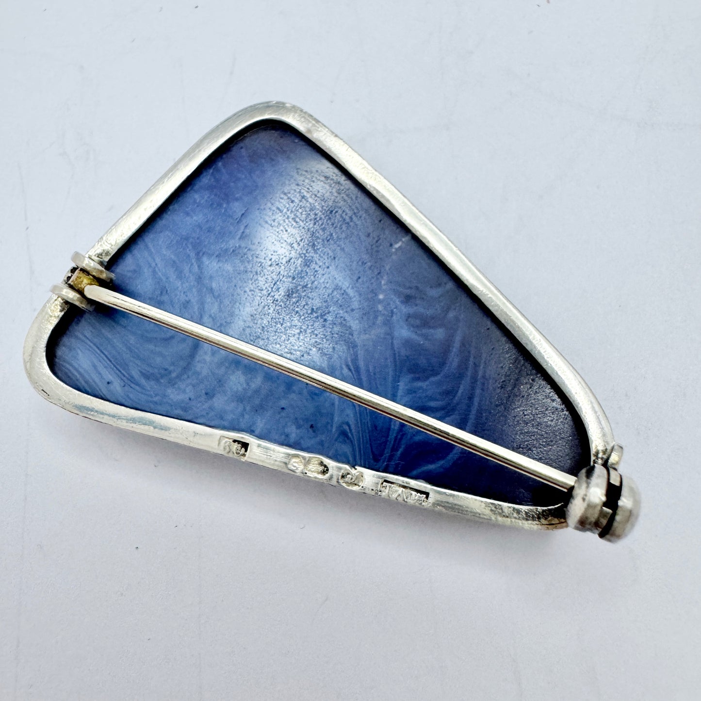 Märta Lindgren, Sweden 1966. Vintage Silver Bergslagen-stone Brooch.