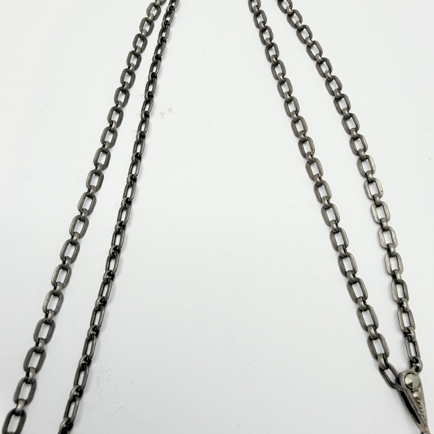 Vintage ca 1930. Large Art Deco Solid Silver Quartz Cross Pendant Necklace.