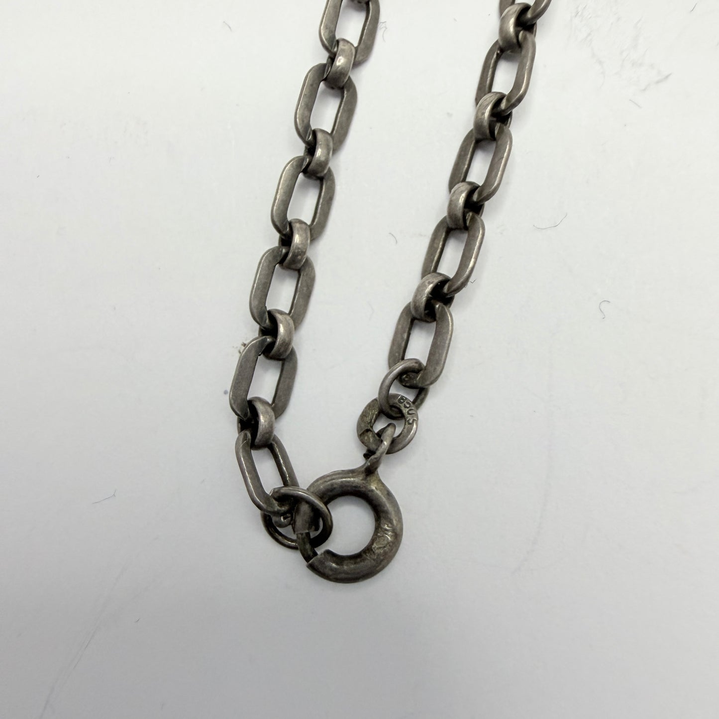 Vintage ca 1930. Large Art Deco Solid Silver Quartz Cross Pendant Necklace.