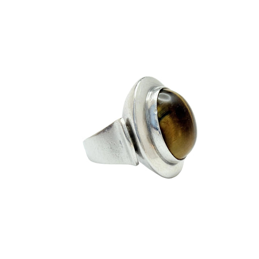 Niels Erik From. Denmark c 1960. Vintage Sterling Silver Tiger's Eye Ring.