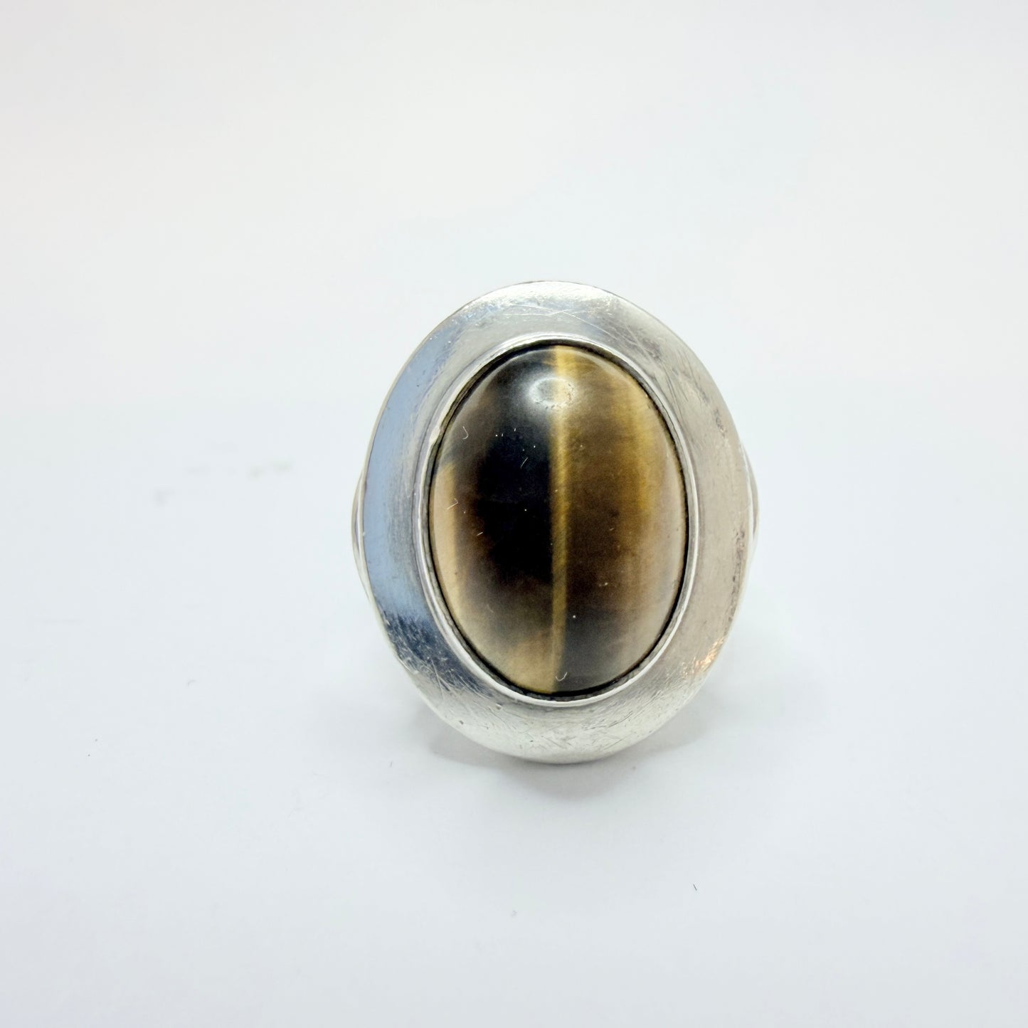 Niels Erik From. Denmark c 1960. Vintage Sterling Silver Tiger's Eye Ring.