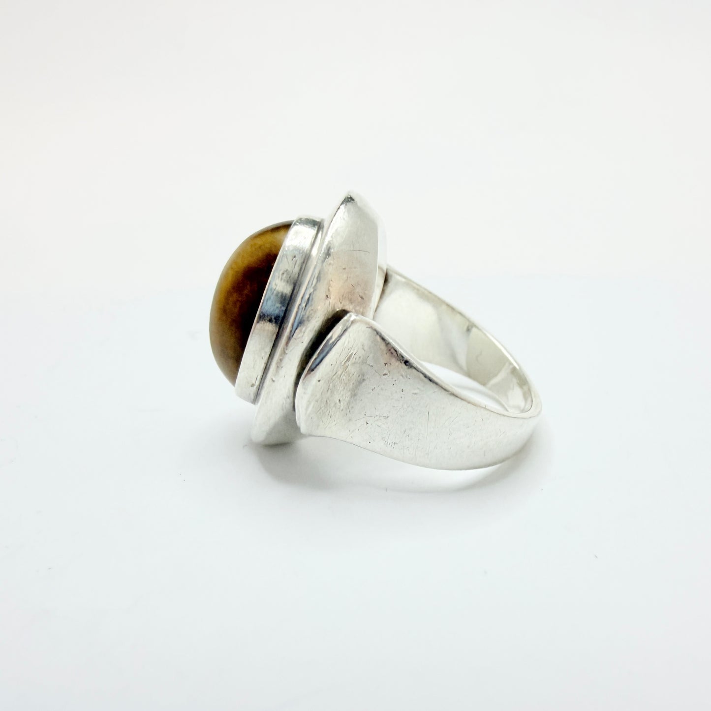 Niels Erik From. Denmark c 1960. Vintage Sterling Silver Tiger's Eye Ring.