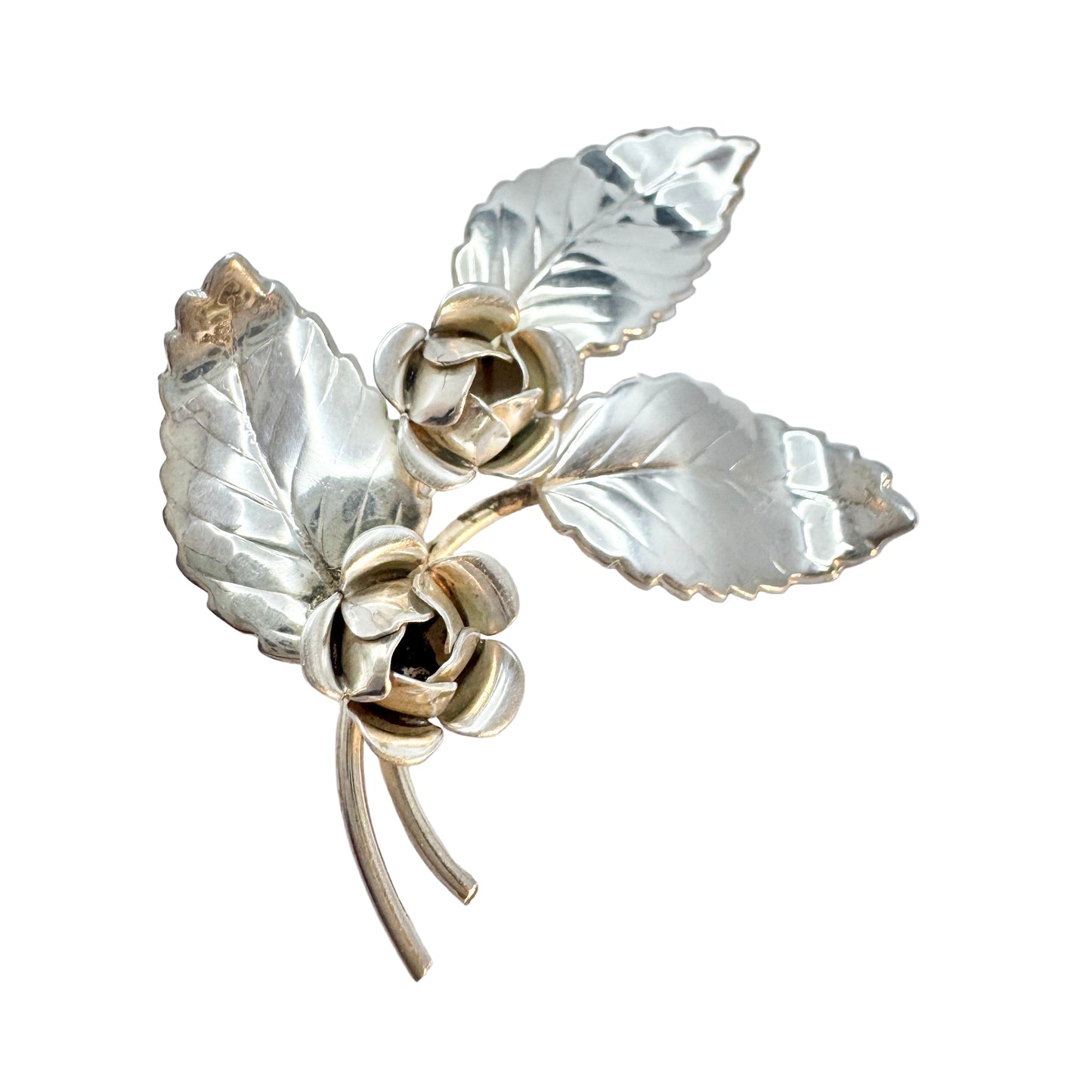 Sweden 1957. Vintage Solid Silver Flower Brooch.