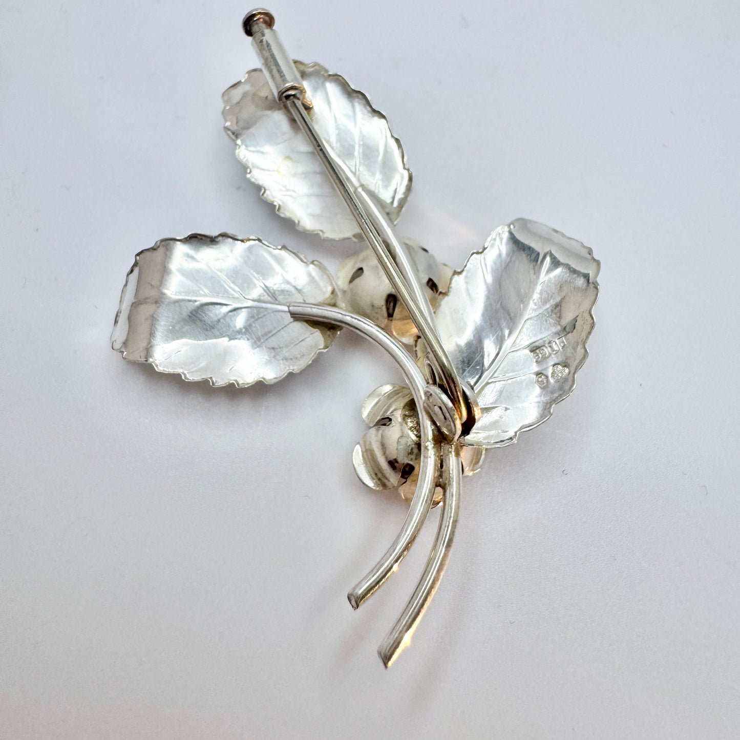 Sweden 1957. Vintage Solid Silver Flower Brooch.