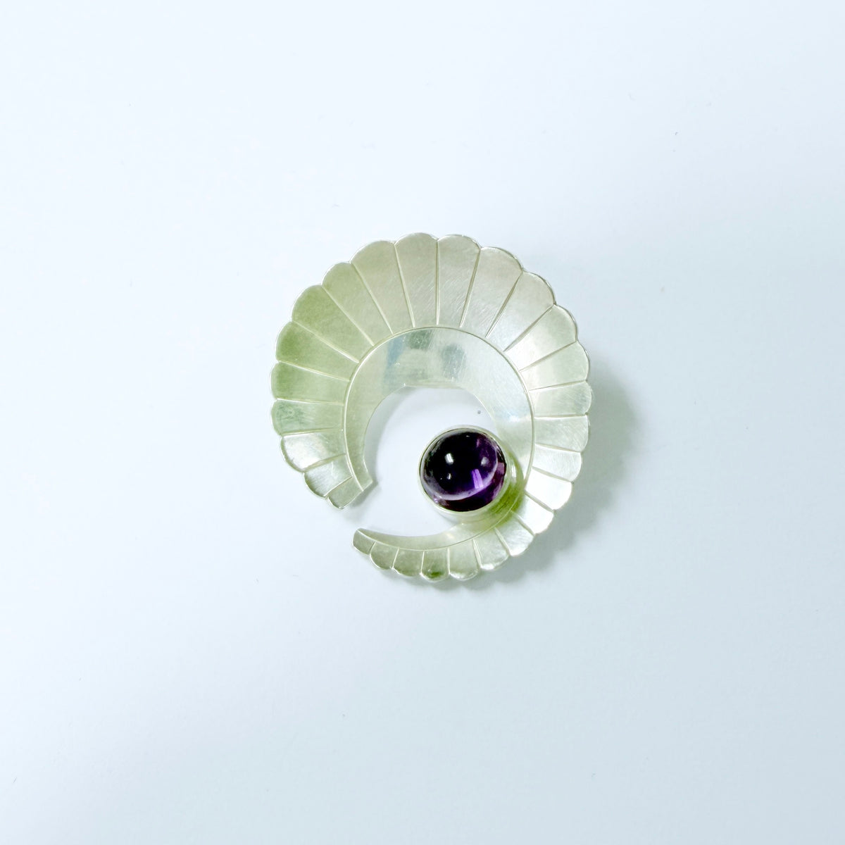 Per Ericsson, Sweden 1955. Vintage Sterling Silver Amethyst Brooch.