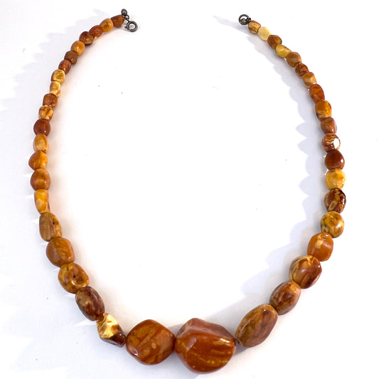 Vintage Baltic Amber Silver Clasp Necklace.