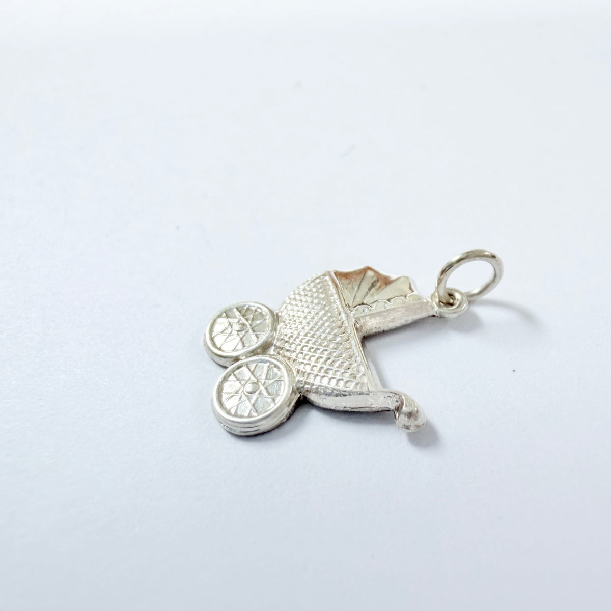 Lagerströms, Sweden 1964. VIntage Solid Silver Baby Stroller Charm.