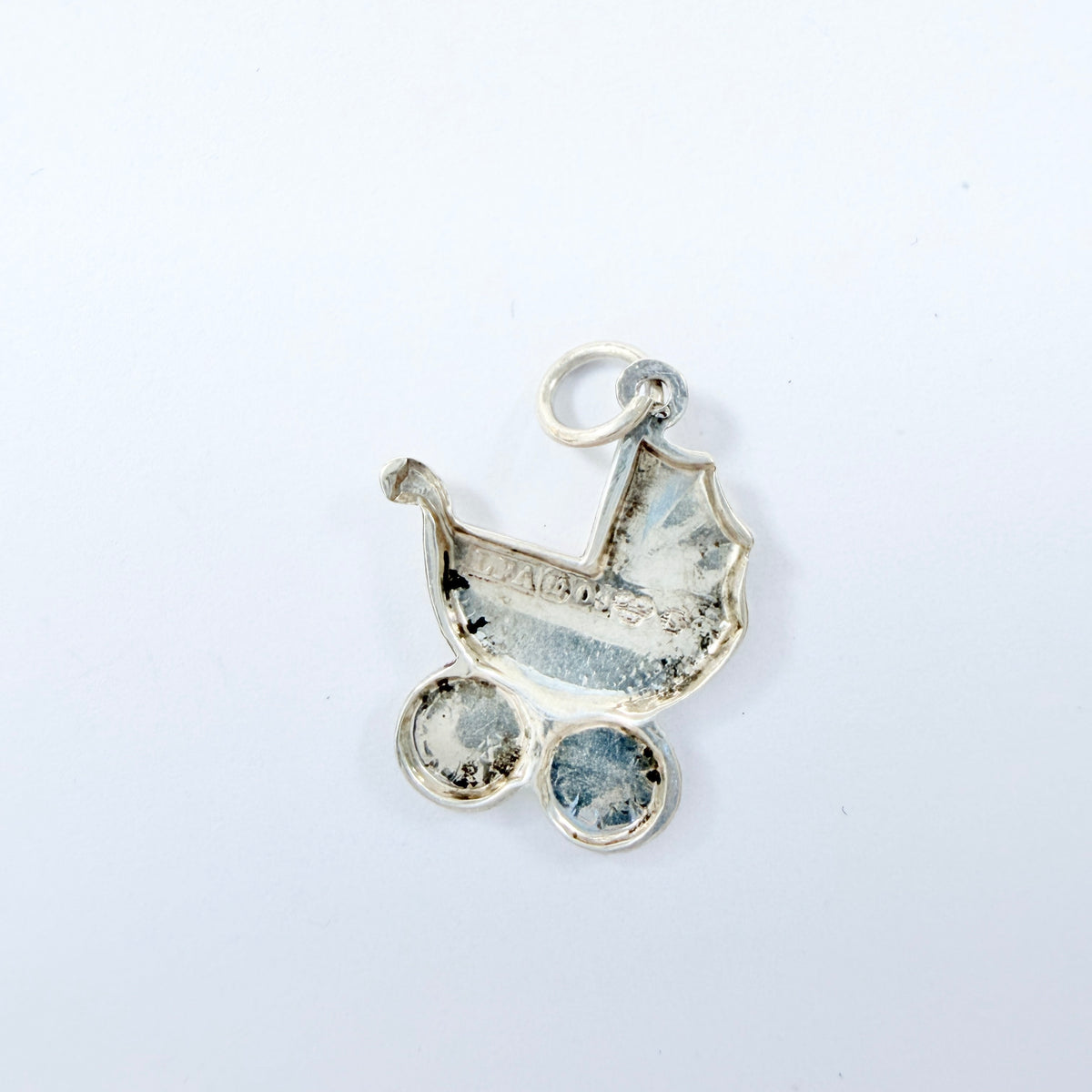 Lagerströms, Sweden 1964. VIntage Solid Silver Baby Stroller Charm.