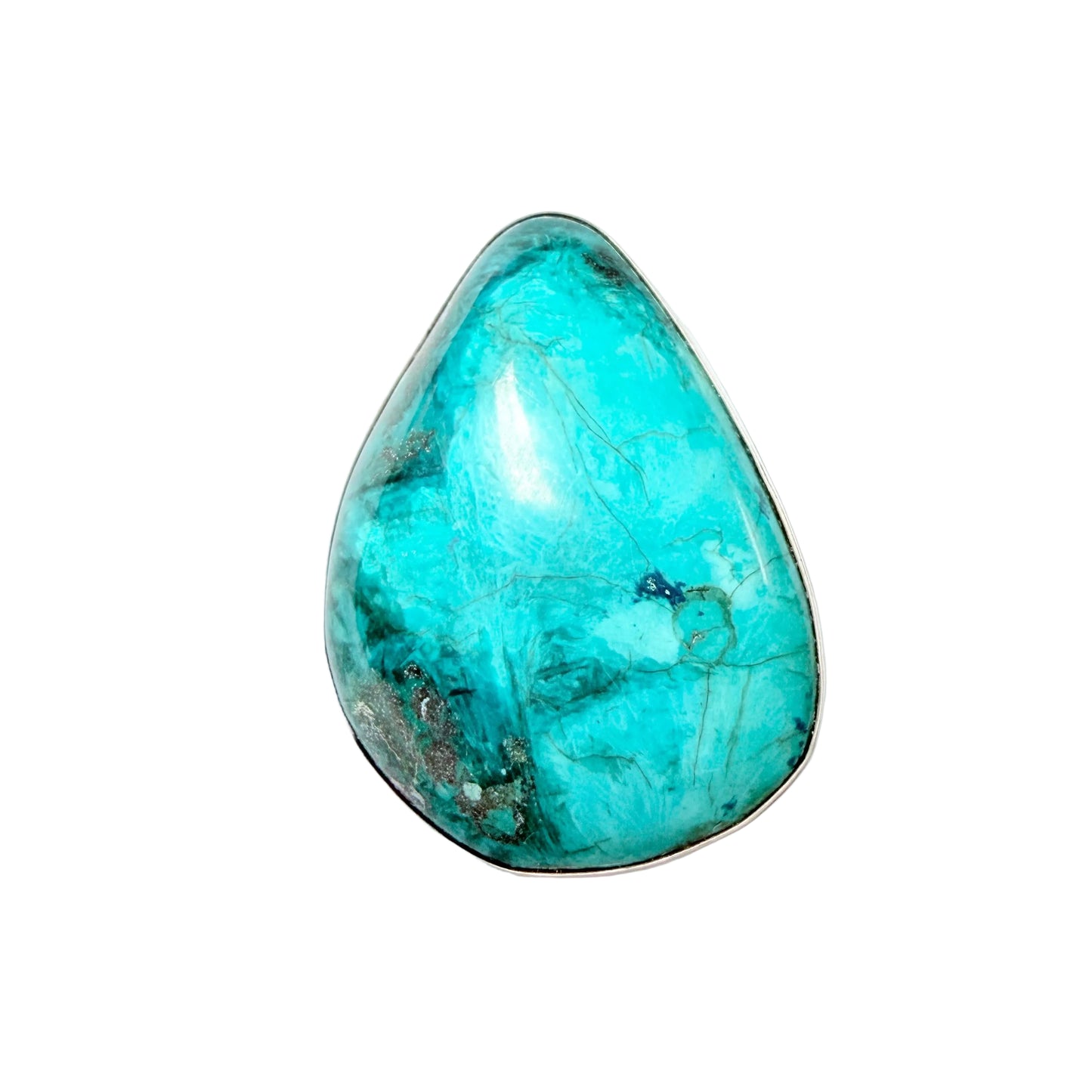 Norway 1965. Vintage Sterling Silver Chrysocolla Brooch Pendant.