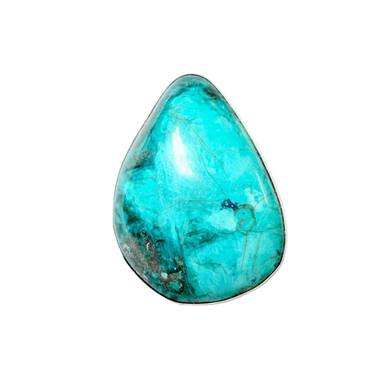 Norway 1965. Vintage Sterling Silver Chrysocolla Brooch Pendant.