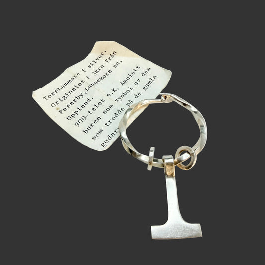 Stockholm, Sweden 1992. Large  Vintage Sterling Silver Thor's Hammer Viking Copy Pendant.