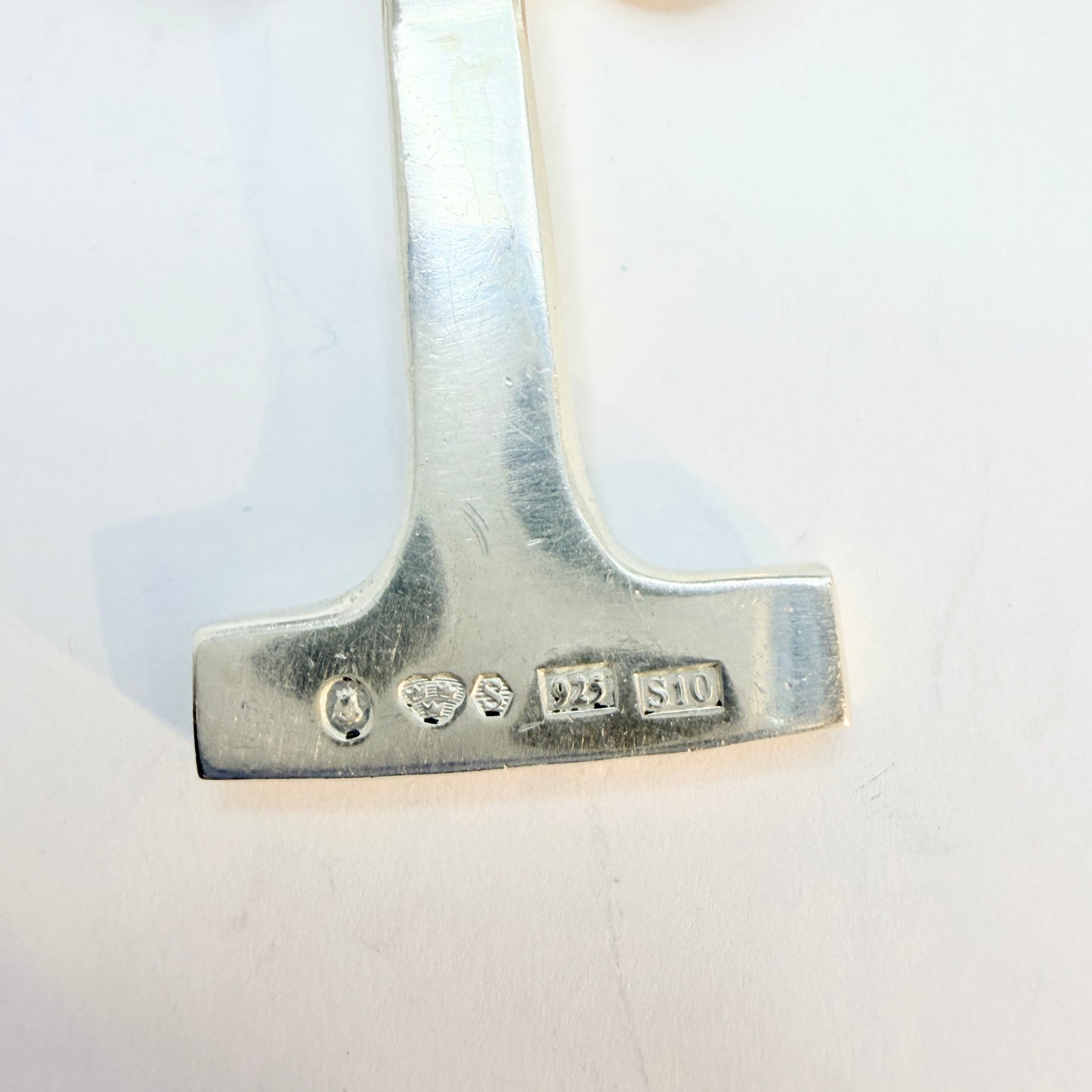 Stockholm, Sweden 1992. Large  Vintage Sterling Silver Thor's Hammer Viking Copy Pendant.