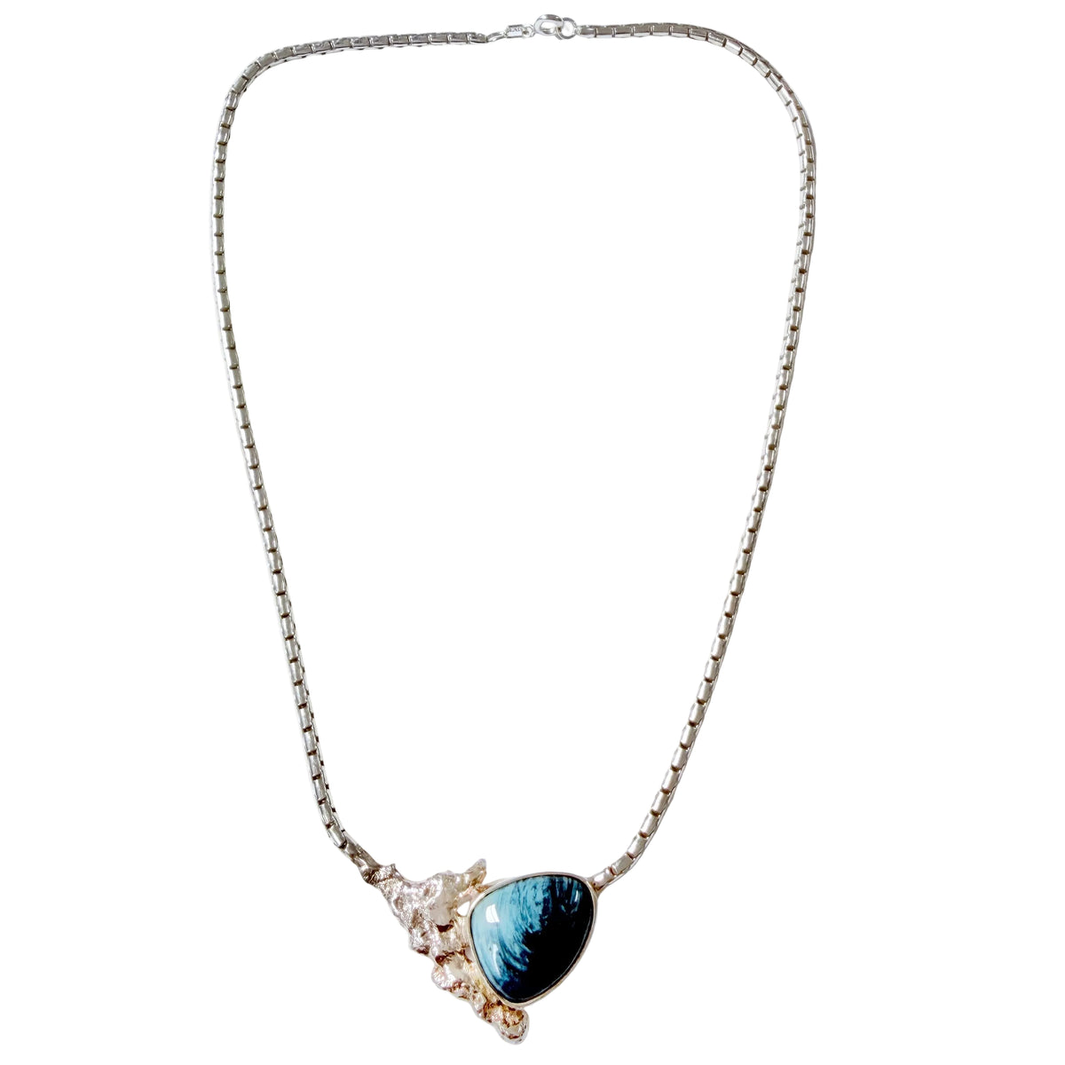 O Nordström, Sweden 1970s. Vintage Solid Silver Bergslagen-stone Pendant Necklace.