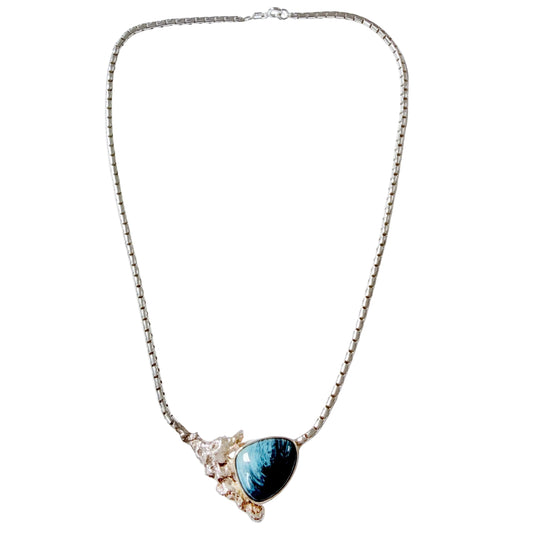 O Nordström, Sweden 1970s. Vintage Solid Silver Bergslagen-stone Pendant Necklace.