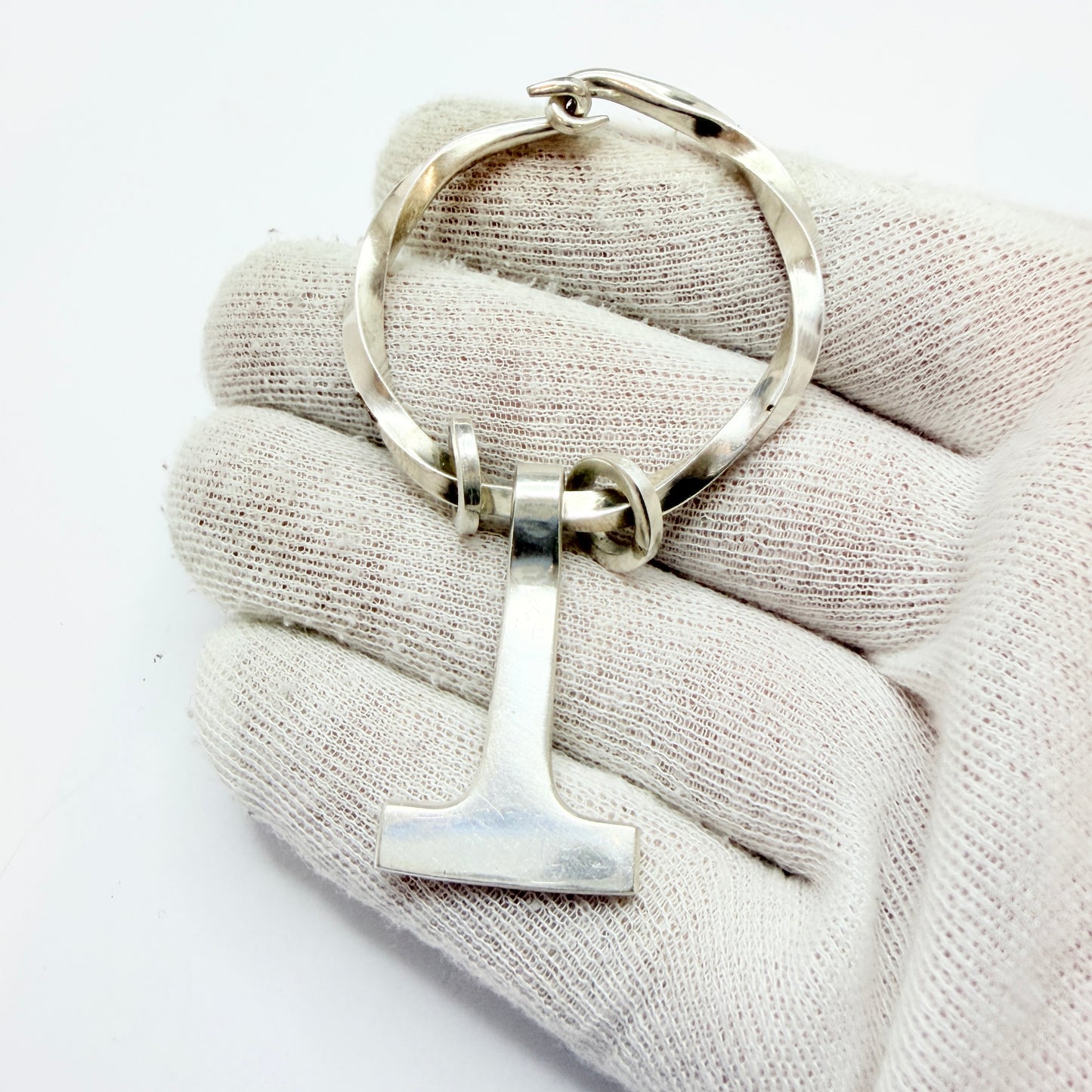 Stockholm, Sweden 1992. Large  Vintage Sterling Silver Thor's Hammer Viking Copy Pendant.
