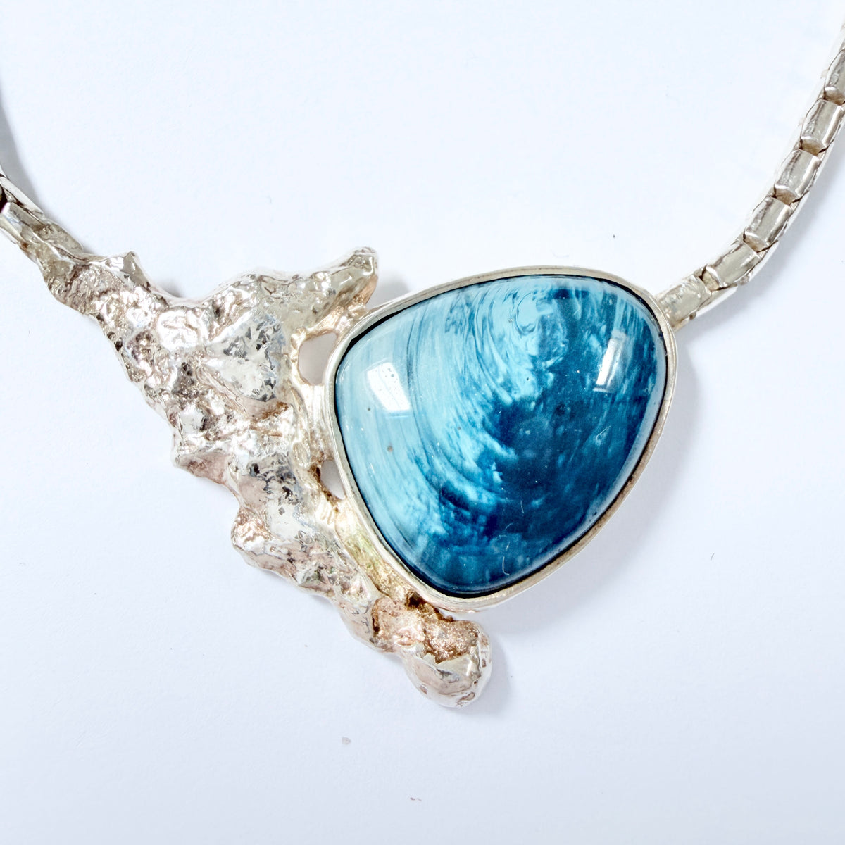 O Nordström, Sweden 1970s. Vintage Solid Silver Bergslagen-stone Pendant Necklace.