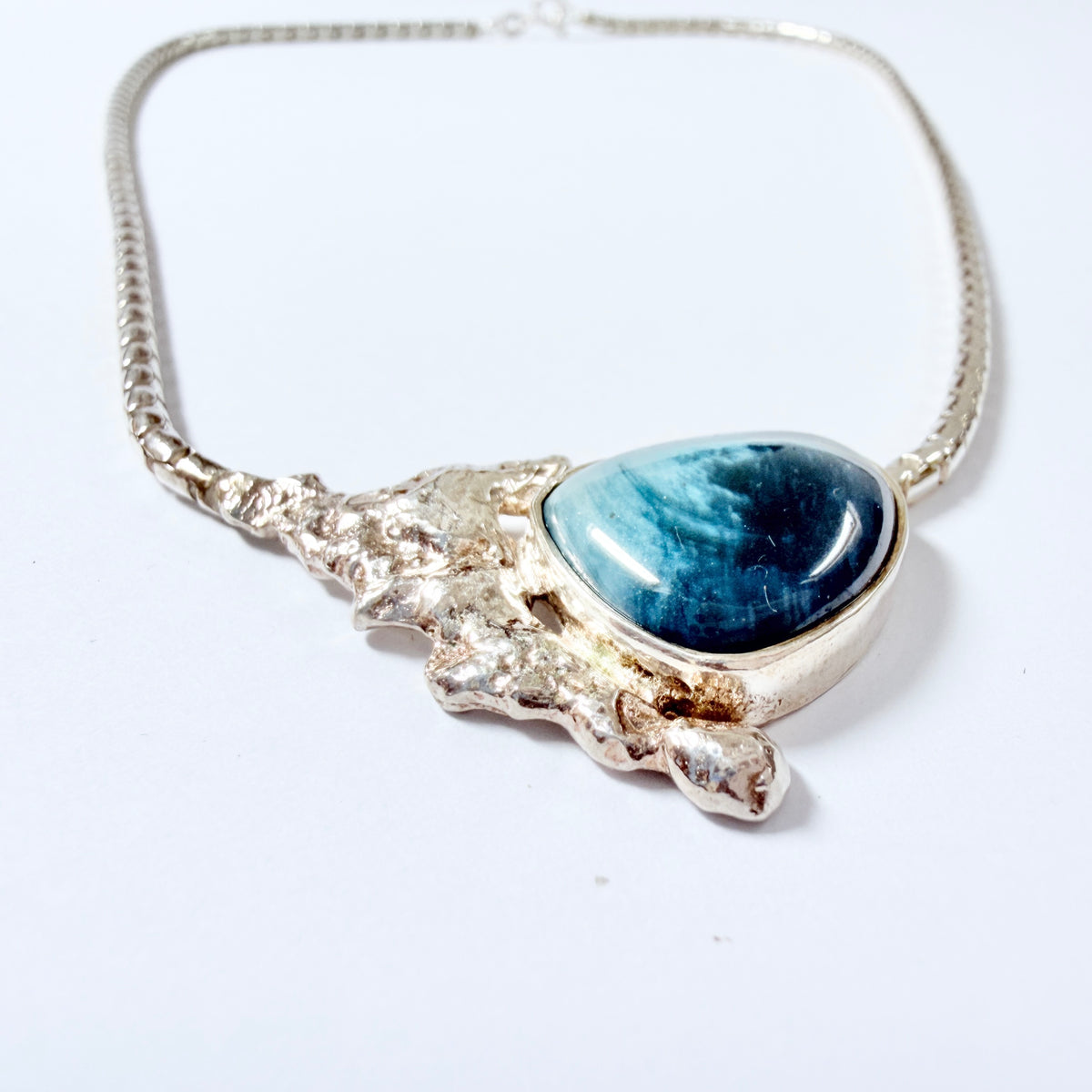 O Nordström, Sweden 1970s. Vintage Solid Silver Bergslagen-stone Pendant Necklace.