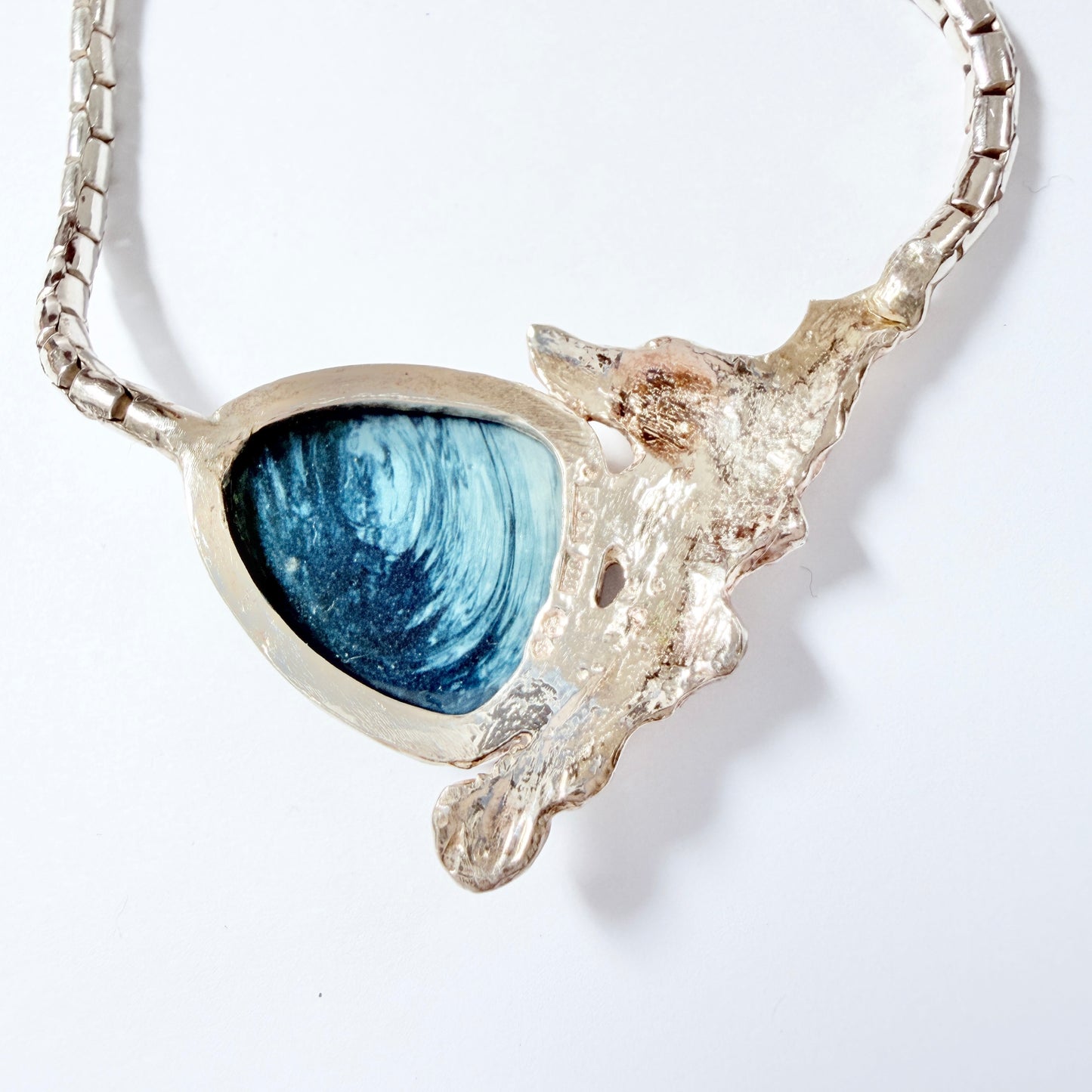 O Nordström, Sweden 1970s. Vintage Solid Silver Bergslagen-stone Pendant Necklace.