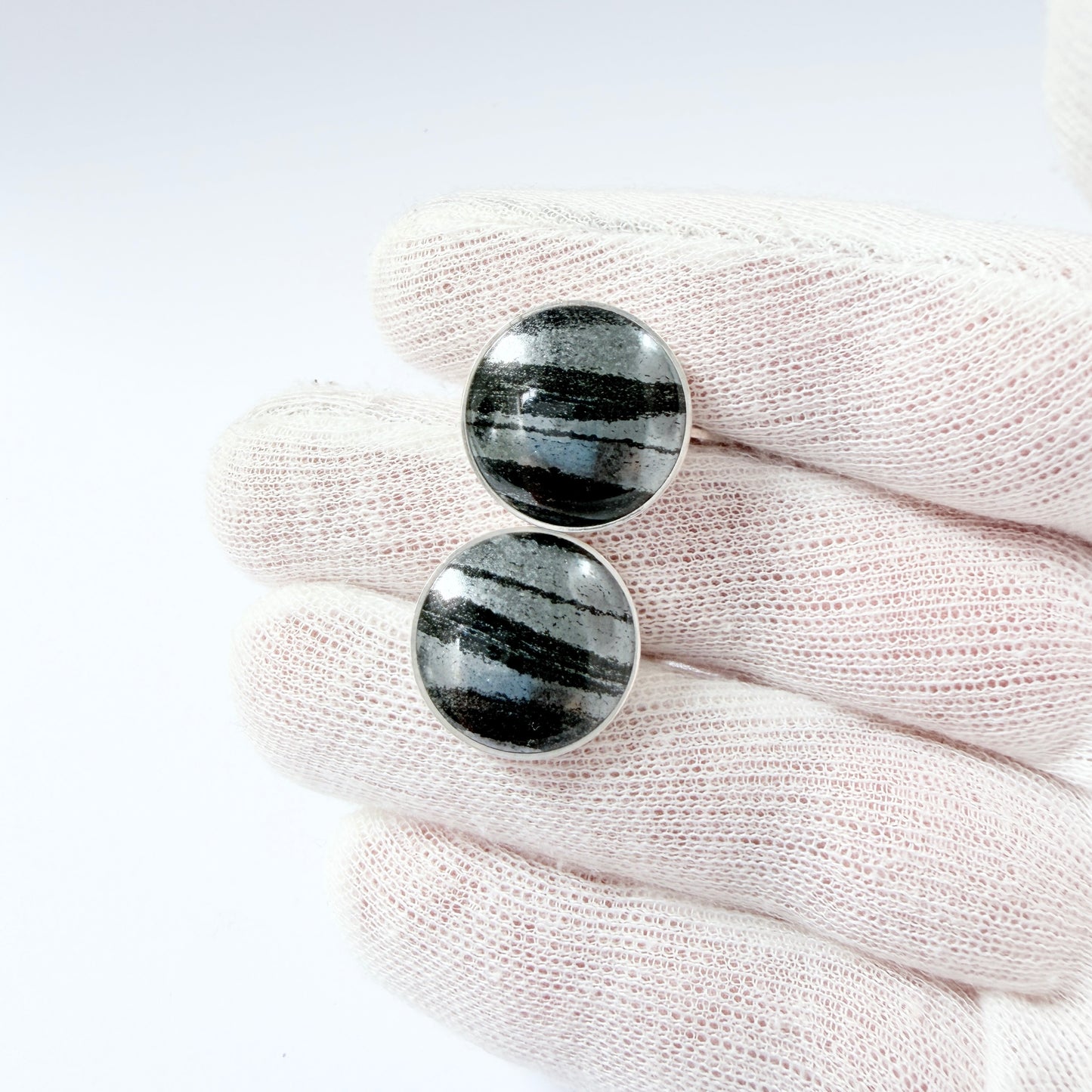 Stenlya, Sweden 1972. Vintage Sterling Silver Iron Ore Cufflinks.