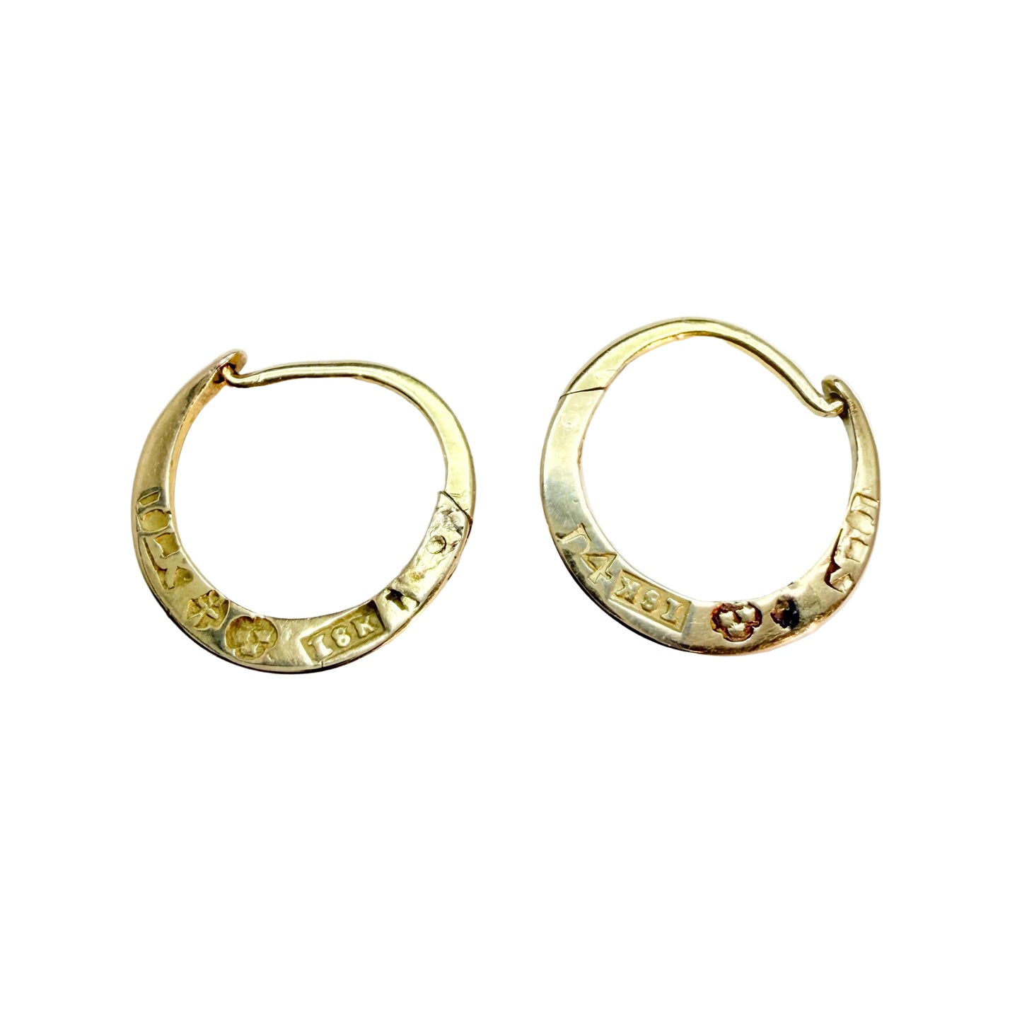 Sweden year 1834. Antique Georgian 18k Gold Earrings.