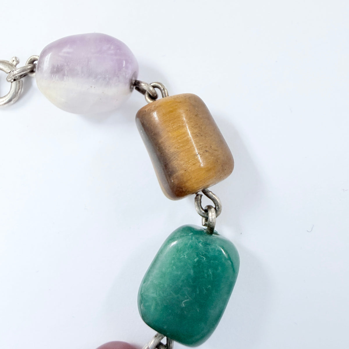 Vintage ca 1960s. Vintage Solid Silver Multi Stone Bracelet.