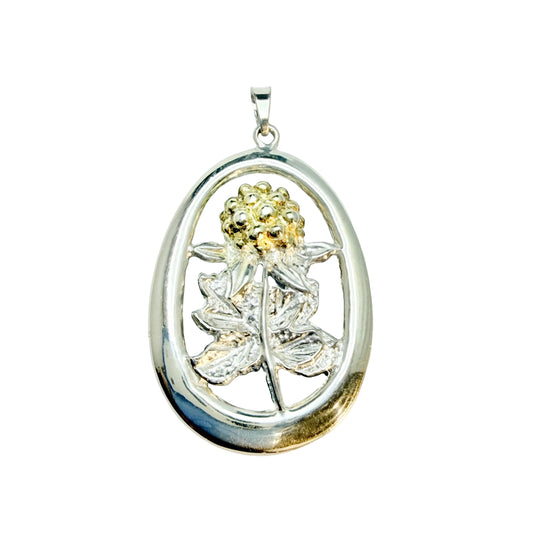 Sweden. Vintage Sterling Silver Cloudberry Pendant.