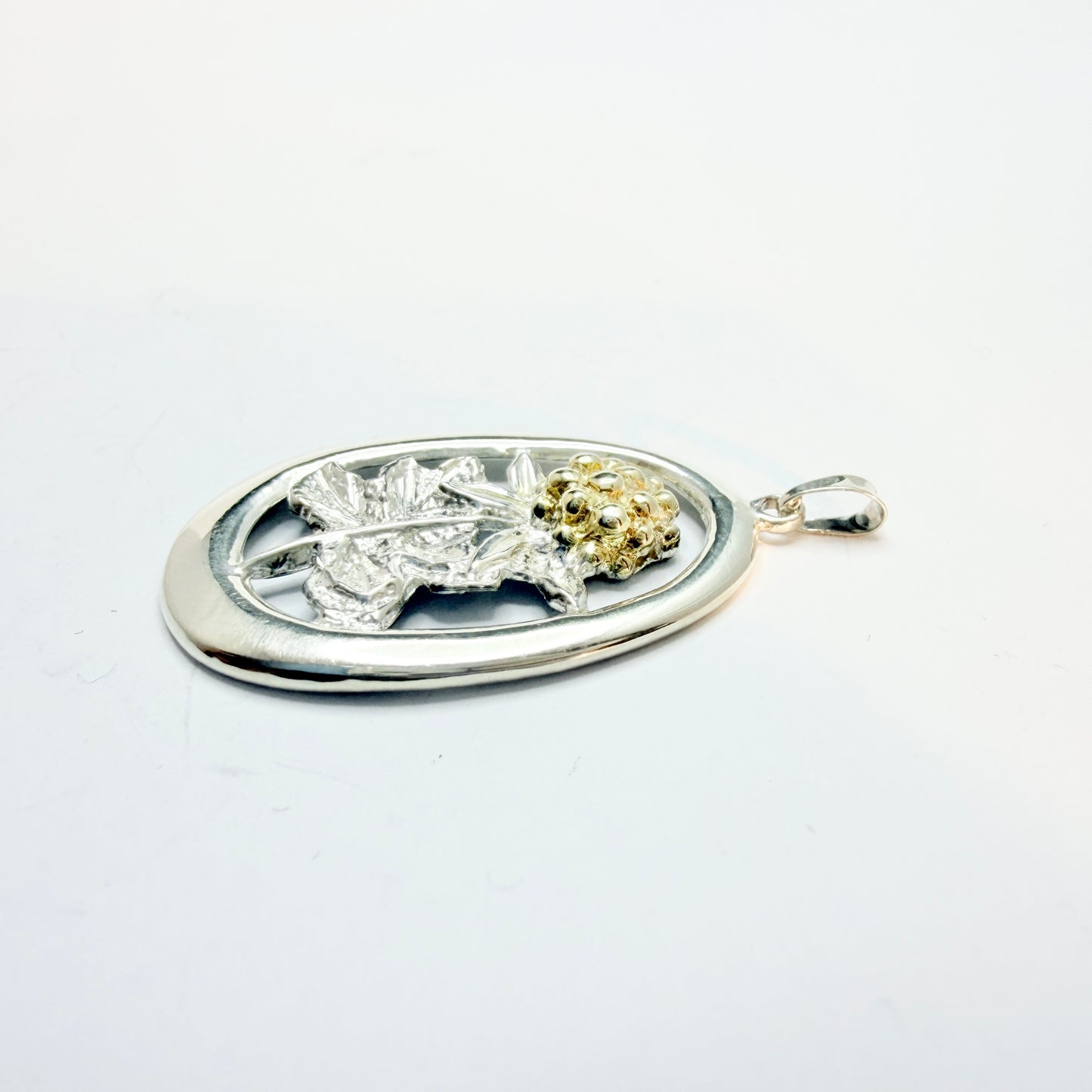 Sweden. Vintage Sterling Silver Cloudberry Pendant.