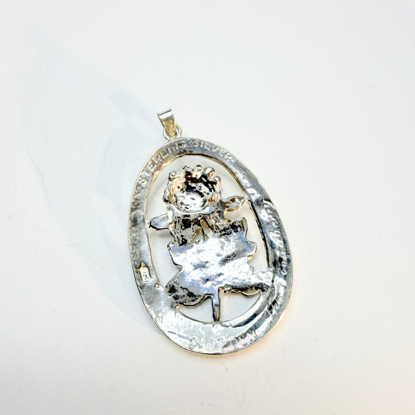 Sweden. Vintage Sterling Silver Cloudberry Pendant.