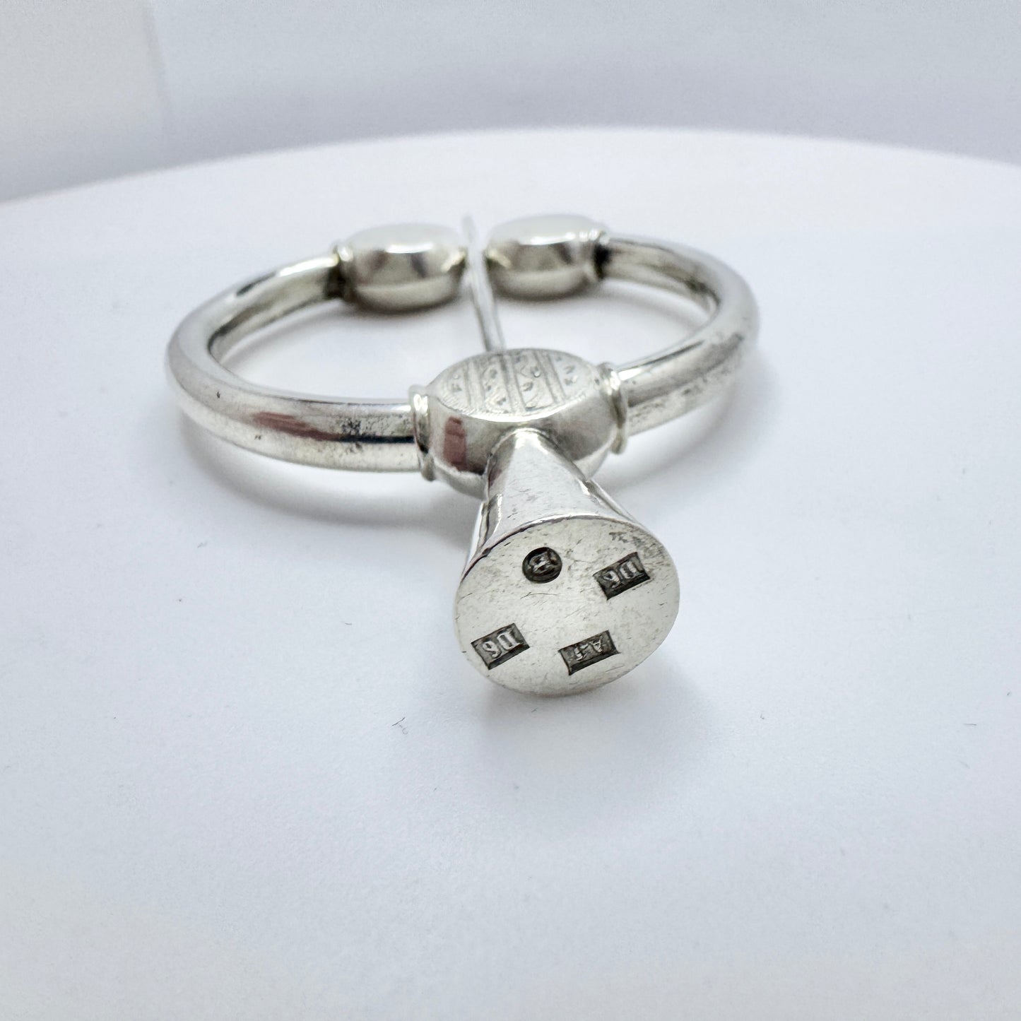 Sweden 1882. Antique Victorian Silver Fibula Brooch / Scarf pin.