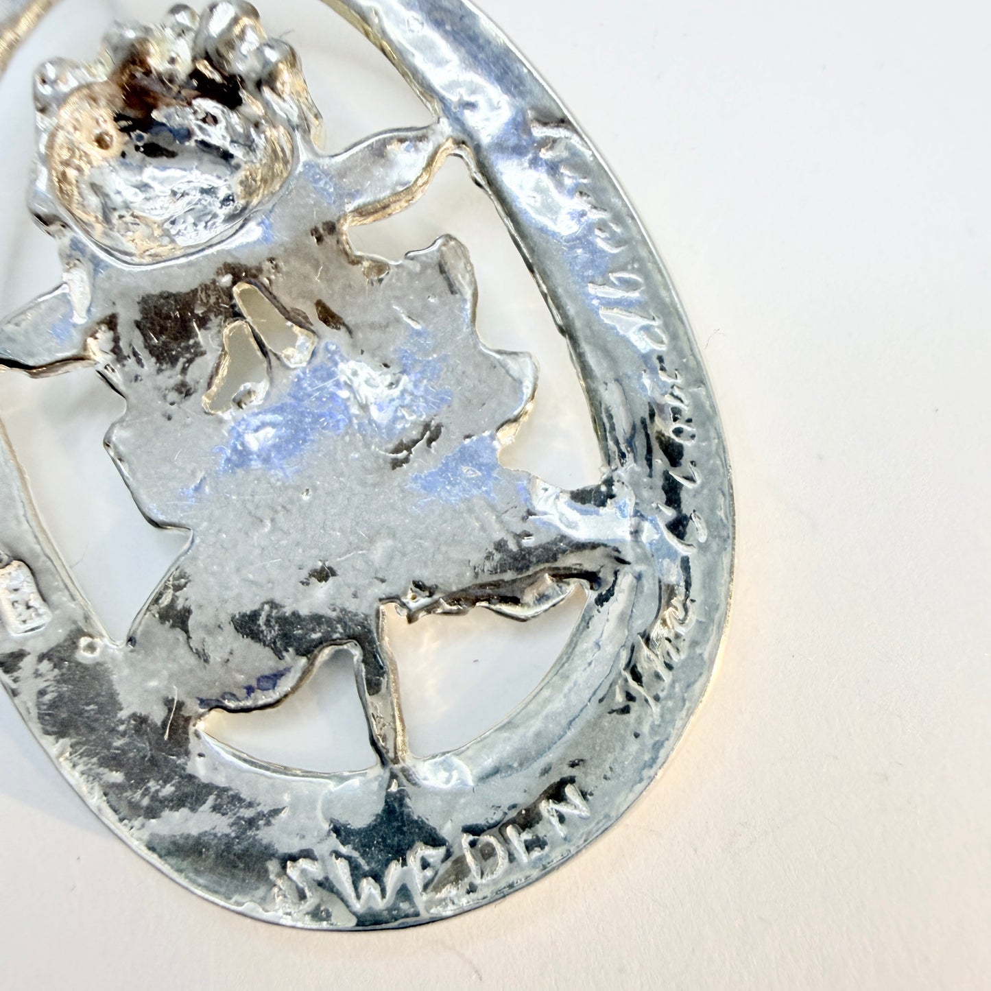 Sweden. Vintage Sterling Silver Cloudberry Pendant.