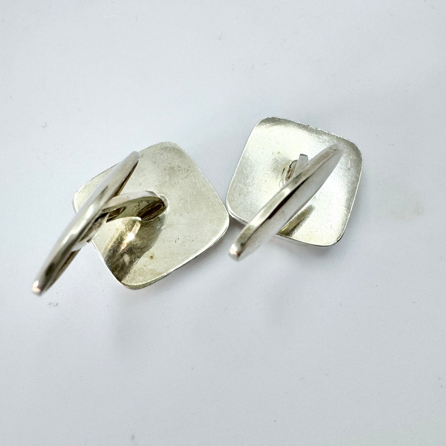 Vintage c 1960s Solid Silver Agate Cufflinks.