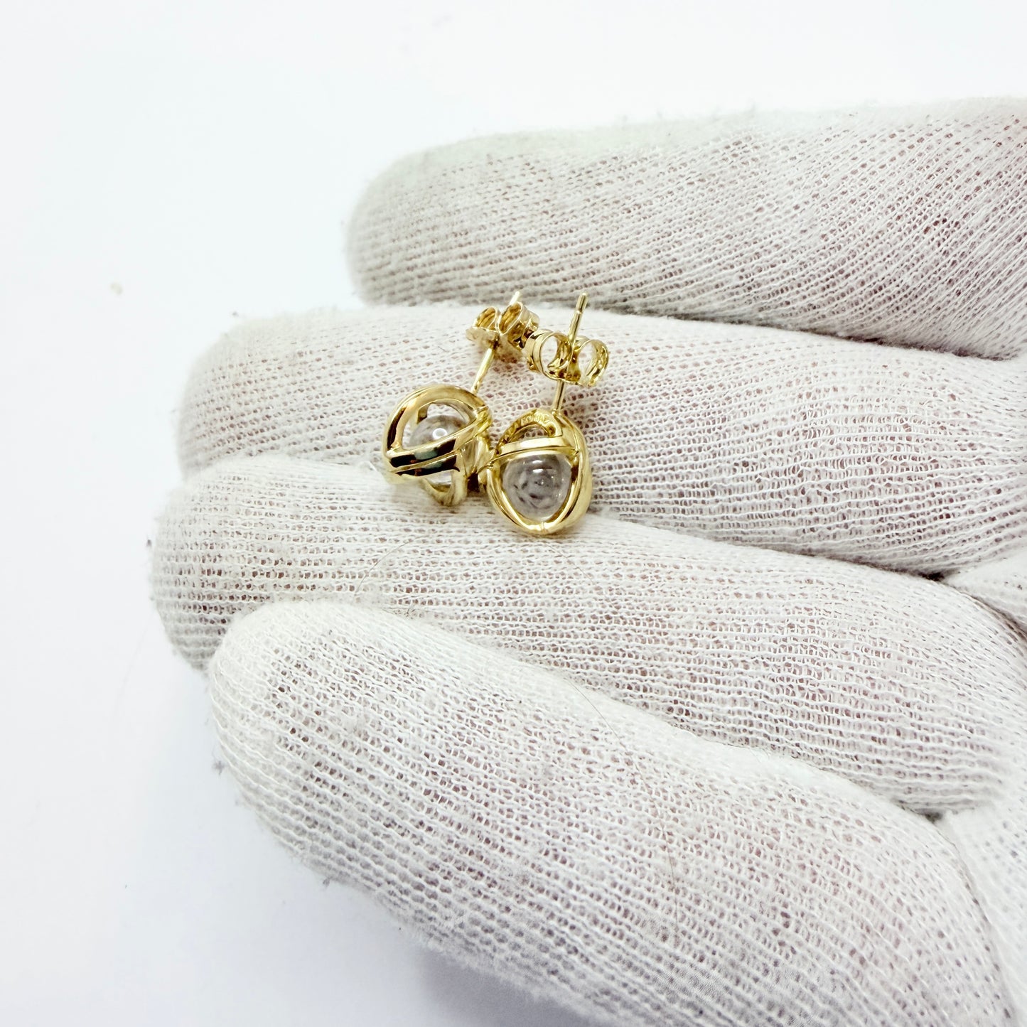 Lara Bohinc. Gilt Solid Sterling Silver Caged Glass Earrings.