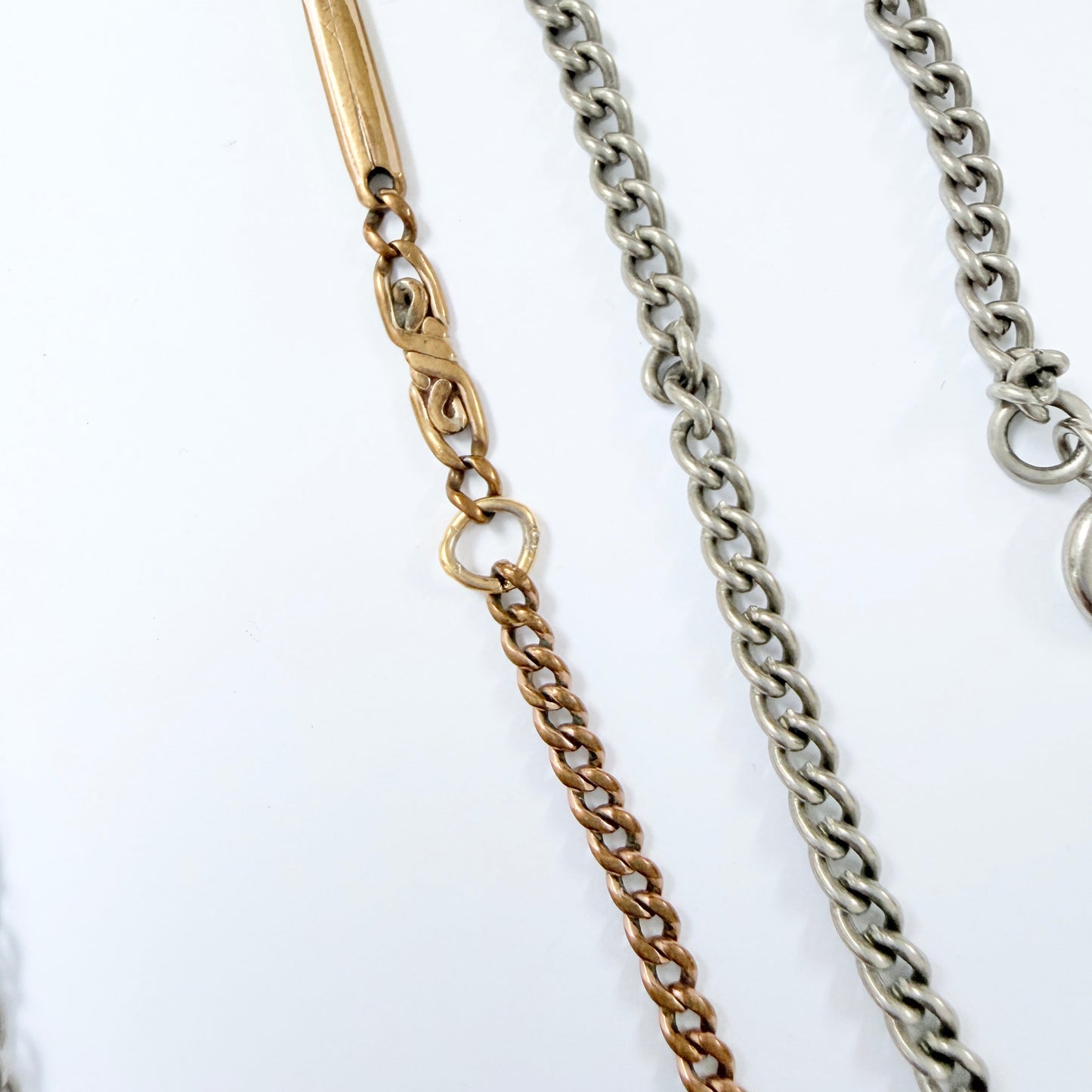 3 Vintage / Antique Metal Watch Chains.