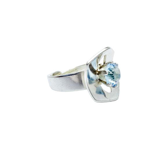 Brofod, Sweden 1975. Vintage Sterling Silver Synthetic Blue Spinel Ring.
